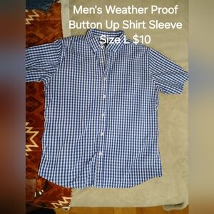 Weatherproof Men's Blue Gingham Button-Down Shirt